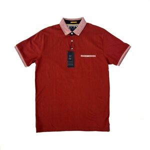 Denim & Flower Maroon Polo Shirt with Contrast Collar